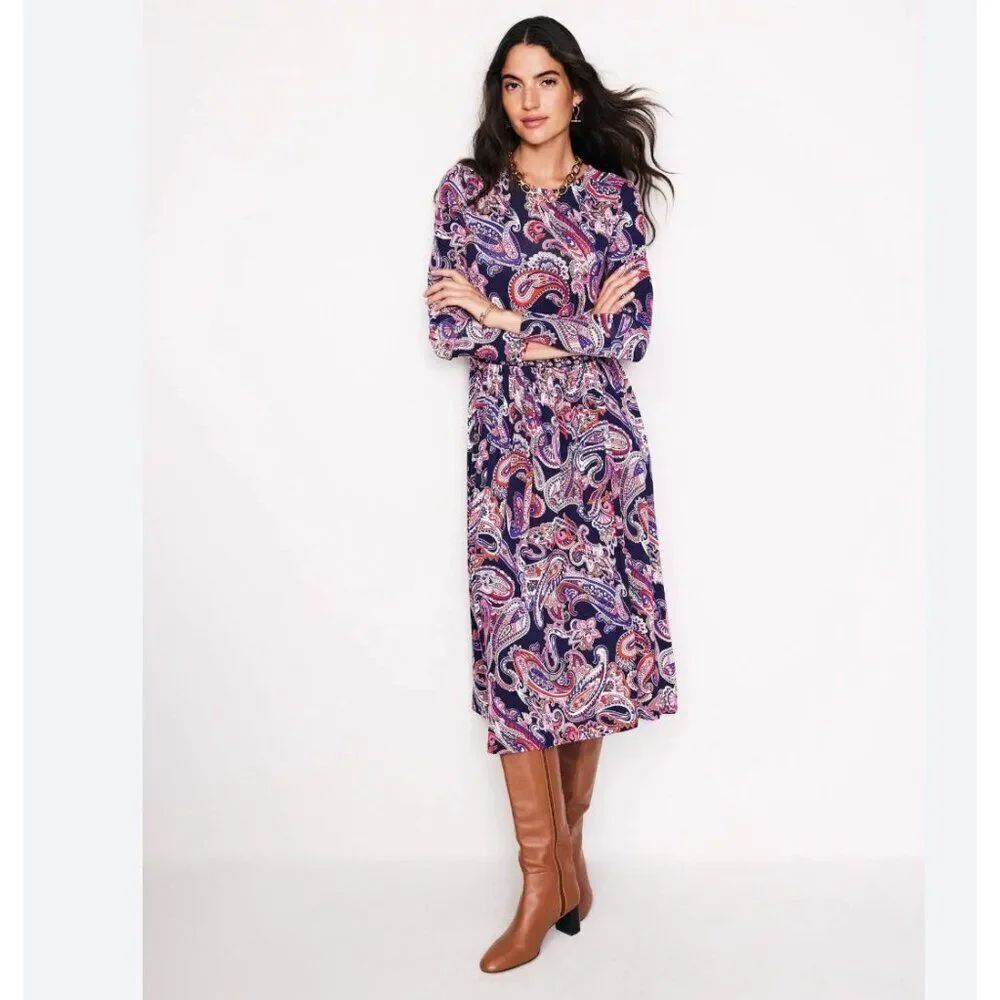 Boden Thea Womens Midi Dress UK 10 US 6 Multicolor Opulent Paisley D1059 NWT